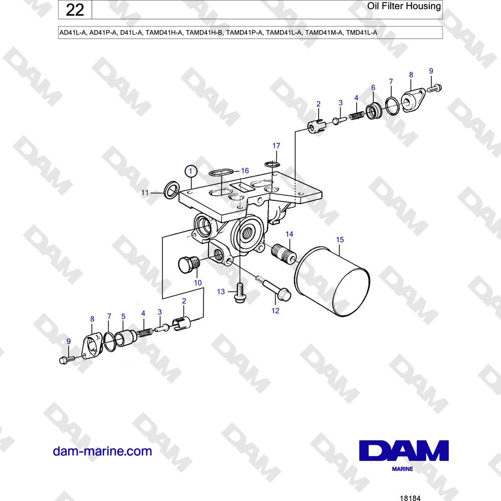 Spare parts and exploded views for Volvo Penta TAMD41D